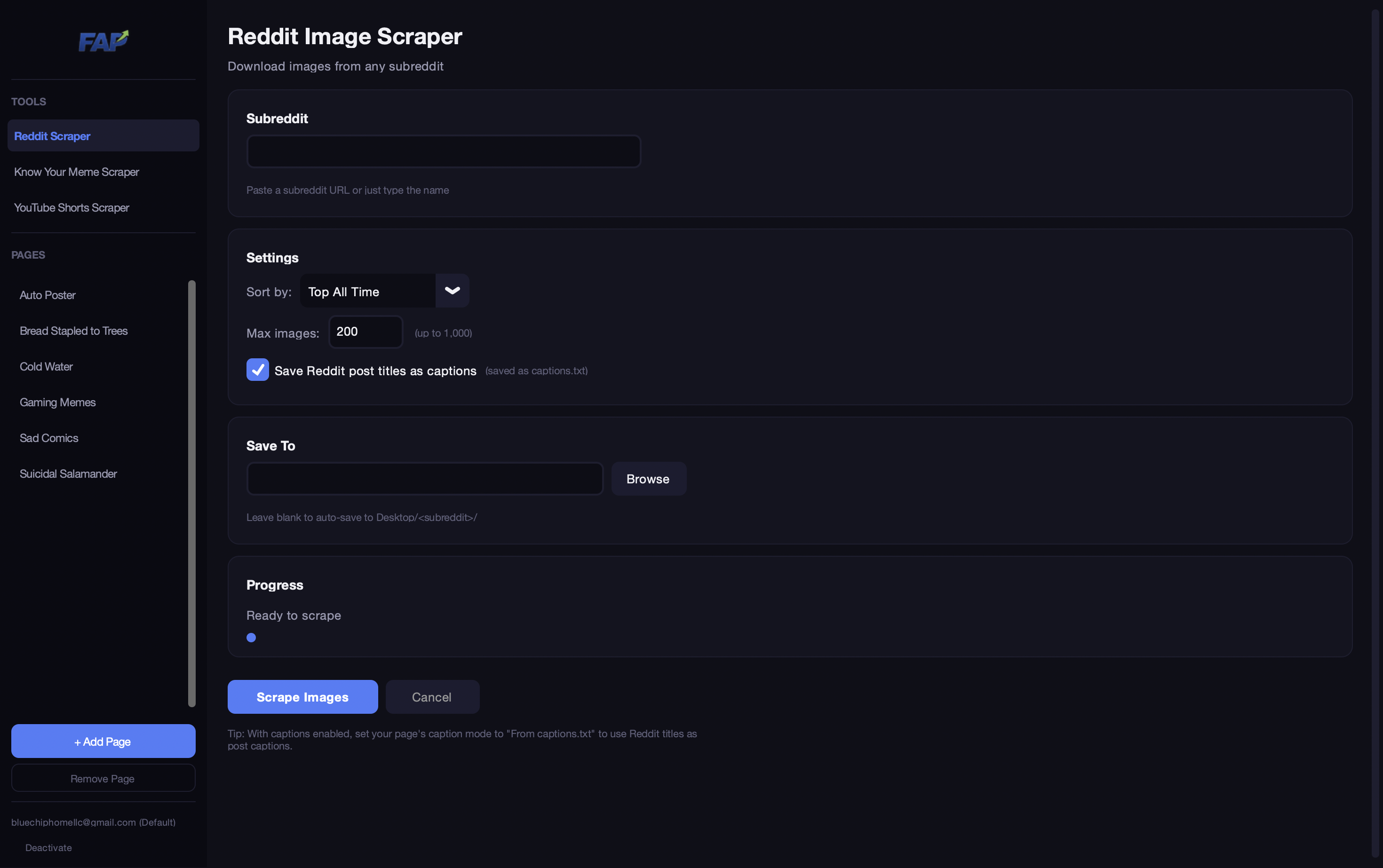 Facebook Auto Poster Reddit scraper view